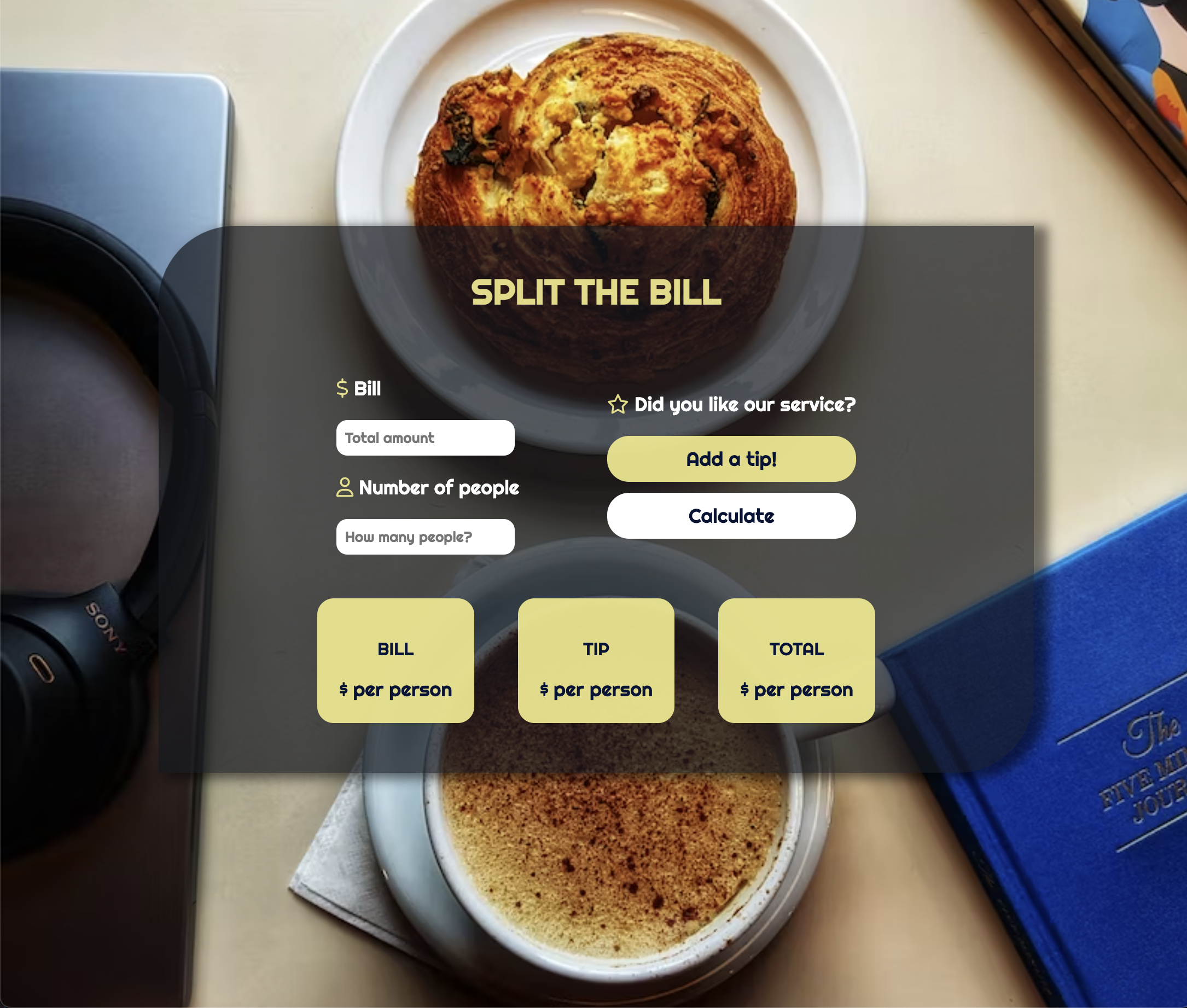 Screenshot of a bill splitting application interface