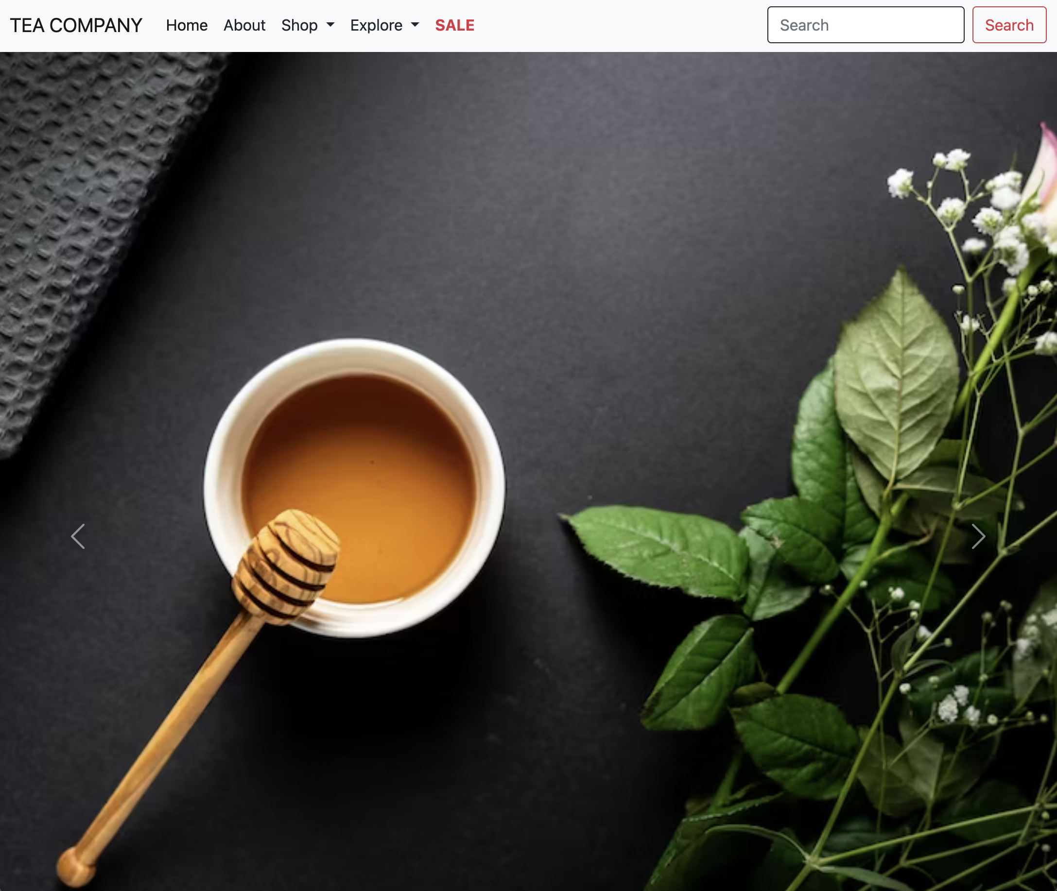 Screenshot of a tea company's e-commerce website