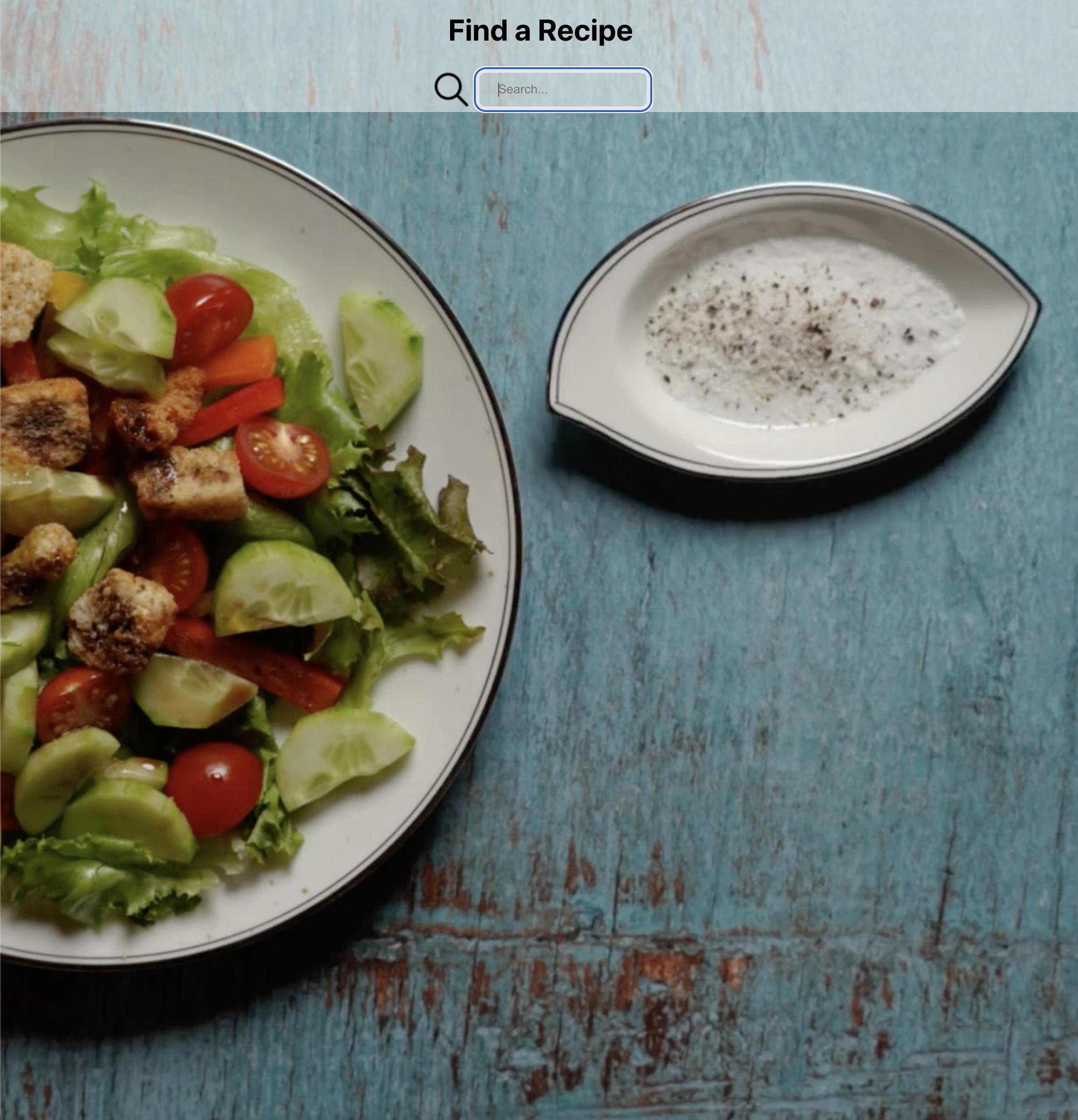 Screenshot of a recipe search and discovery application